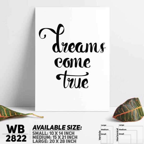 DDecorator Dreams Come True - Motivational Wall Decoration And Home Decoration PVC Wall Board And Wall Canvas - WB2822