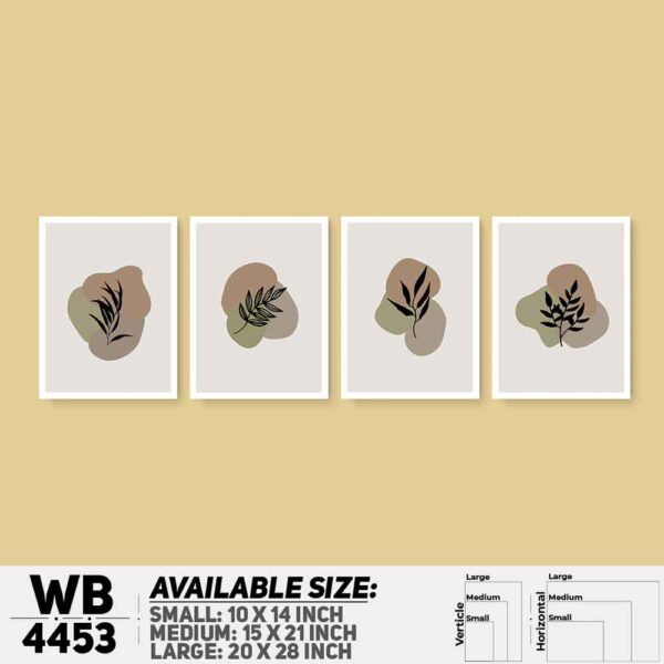 DDecorator Leaf With Abstract Art (Set of 4) Wall Decoration And Home Decoration PVC Wall Board And Wall Canvas - WB4453