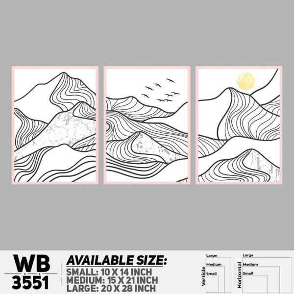 DDecorator Landscape Horizon Art (Set of 3) Wall Decoration And Home Decoration PVC Wall Board And Wall Canvas - WB3551