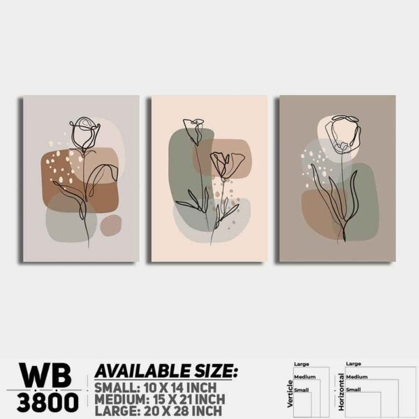 DDecorator Flower And Leaf ArtWork (Set of 3) Wall Decoration And Home Decoration PVC Wall Board And Wall Canvas - WB3800