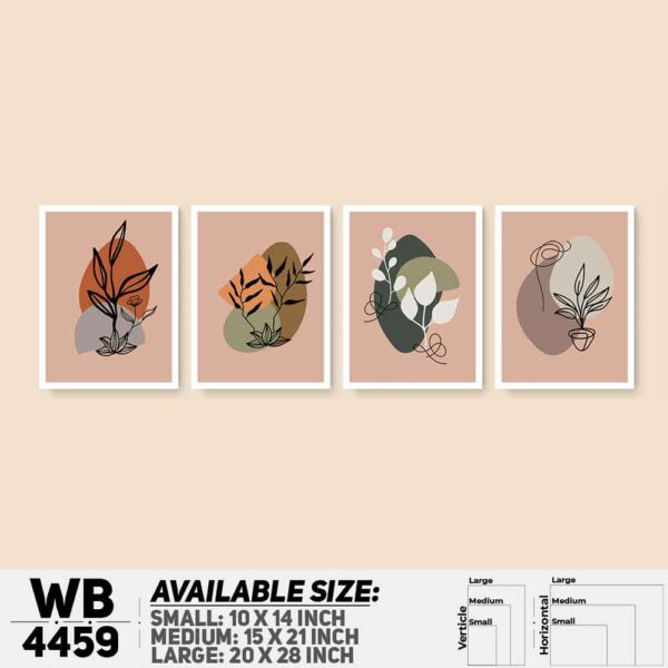 DDecorator Leaf With Abstract Art (Set of 4) Wall Decoration And Home Decoration PVC Wall Board And Wall Canvas - WB4459