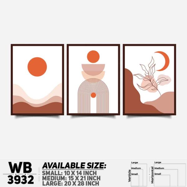 DDecorator Landscape Horizon Art (Set of 3) Wall Decoration And Home Decoration PVC Wall Board And Wall Canvas - WB3932
