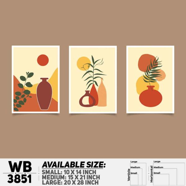 DDecorator Flower And Leaf ArtWork (Set of 3) Wall Decoration And Home Decoration PVC Wall Board And Wall Canvas - WB3851