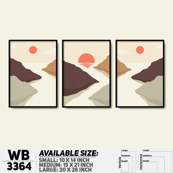DDecorator Landscape Horizon Art (Set of 3) Wall Decoration And Home Decoration PVC Wall Board And Wall Canvas - WB3364