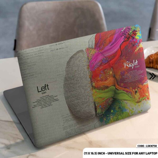 Left Brain & Right Brain Illustration Matte Finished Removable Waterproof Laptop Sticker & Laptop Skin (Including FREE Accessories) - LSKN758 - DDecorator