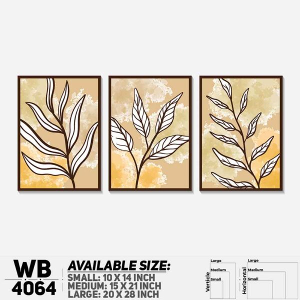 DDecorator Leaf With Abstract Art (Set of 3) Wall Decoration And Home Decoration PVC Wall Board And Wall Canvas - WB4064