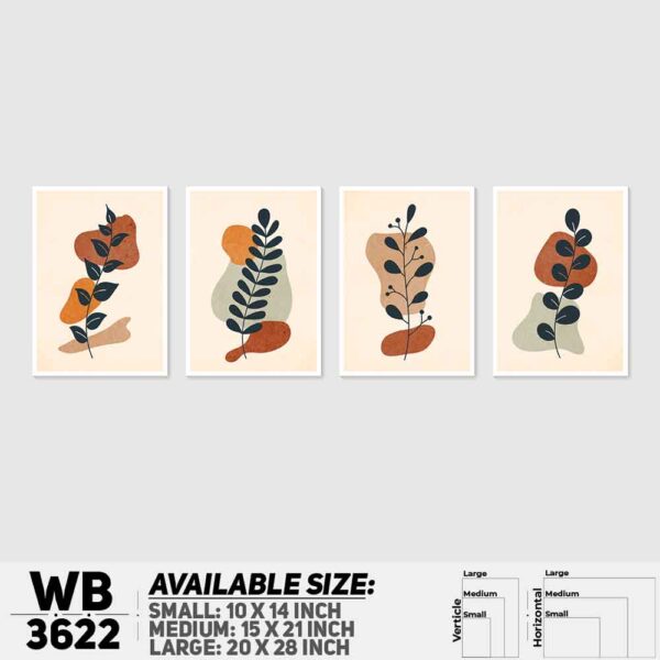 DDecorator Flower And Leaf ArtWork (Set of 4) Wall Decoration And Home Decoration PVC Wall Board And Wall Canvas - WB3622