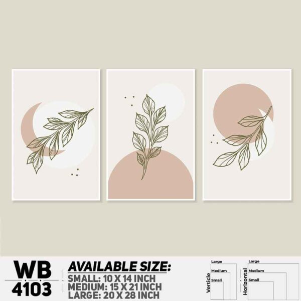 DDecorator Leaf With Abstract Art (Set of 3) Wall Decoration And Home Decoration PVC Wall Board And Wall Canvas - WB4103