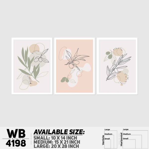 DDecorator Leaf With Abstract Art (Set of 3) Wall Decoration And Home Decoration PVC Wall Board And Wall Canvas - WB4198