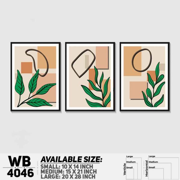 DDecorator Leaf With Abstract Art (Set of 3) Wall Decoration And Home Decoration PVC Wall Board And Wall Canvas - WB4046