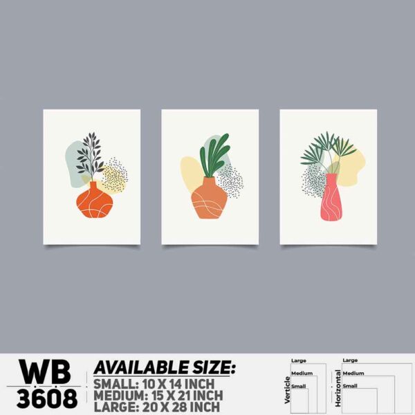 DDecorator Flower And Leaf ArtWork (Set of 3) Wall Decoration And Home Decoration PVC Wall Board And Wall Canvas - WB3608