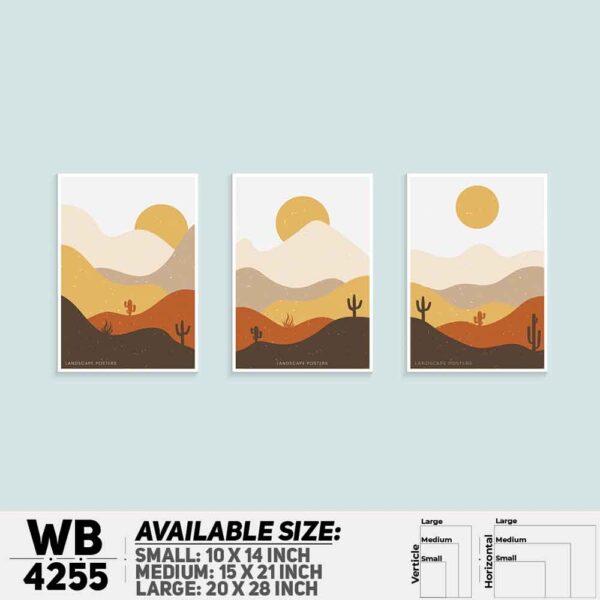 DDecorator Landscape & Horizon Design (Set of 3) Wall Decoration And Home Decoration PVC Wall Board And Wall Canvas - WB4255
