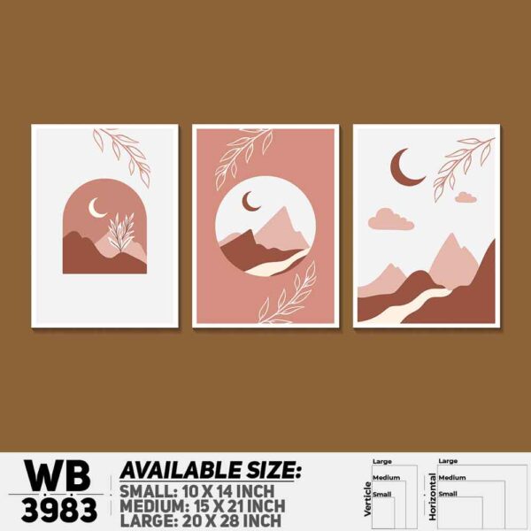 DDecorator Landscape Abstract Art (Set of 3) Wall Decoration And Home Decoration PVC Wall Board And Wall Canvas - WB3983