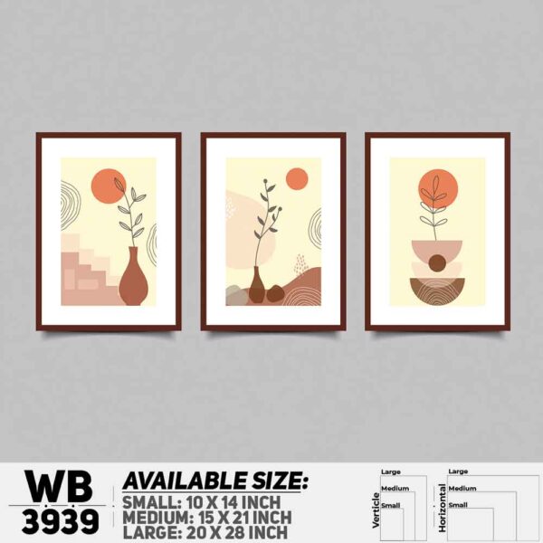 DDecorator Flower And Leaf ArtWork (Set of 3) Wall Decoration And Home Decoration PVC Wall Board And Wall Canvas - WB3939
