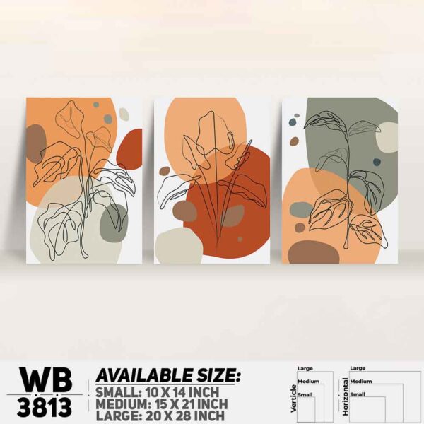 DDecorator Flower And Leaf ArtWork (Set of 3) Wall Decoration And Home Decoration PVC Wall Board And Wall Canvas - WB3813