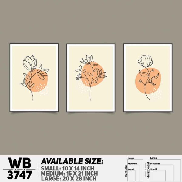 DDecorator Flower And Leaf ArtWork (Set of 3) Wall Decoration And Home Decoration PVC Wall Board And Wall Canvas - WB3747