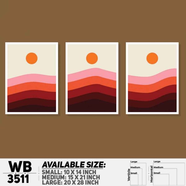 DDecorator Landscape Horizon Art (Set of 3) Wall Decoration And Home Decoration PVC Wall Board And Wall Canvas - WB3511