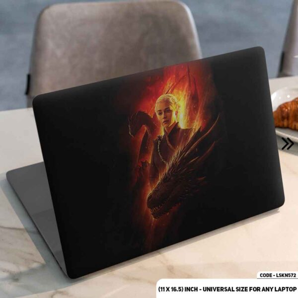 Khaleesi With Dragon Fire Themed Matte Finished Removable Waterproof Laptop Sticker & Laptop Skin (Including FREE Accessories) - LSKN572 - DDecorator