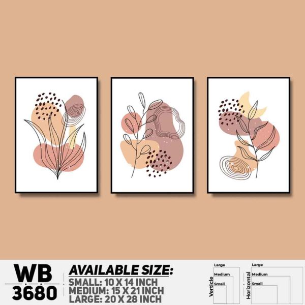 DDecorator Flower And Leaf ArtWork (Set of 3) Wall Decoration And Home Decoration PVC Wall Board And Wall Canvas - WB3680