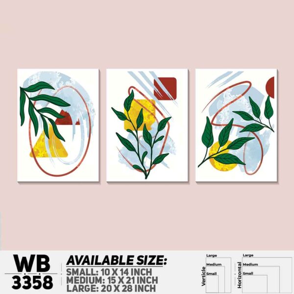 DDecorator Leaf ArtWork (Set of 3) Wall Decoration And Home Decoration PVC Wall Board And Wall Canvas - WB3358