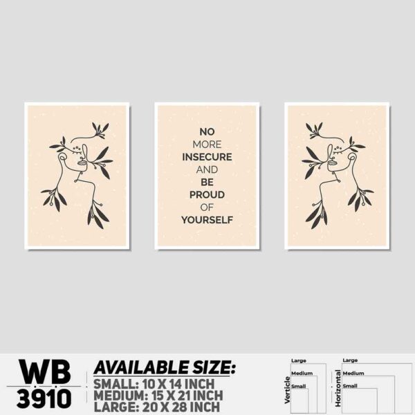 DDecorator Motivational & Line Art (Set of 3) Wall Decoration And Home Decoration PVC Wall Board And Wall Canvas - WB3910
