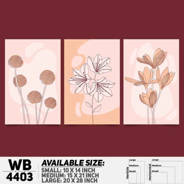 DDecorator Flower & Leaf Abstract Art (Set of 3) Wall Decoration And Home Decoration PVC Wall Board And Wall Canvas - WB4403