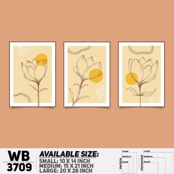 DDecorator Flower And Leaf ArtWork (Set of 3) Wall Decoration And Home Decoration PVC Wall Board And Wall Canvas - WB3709