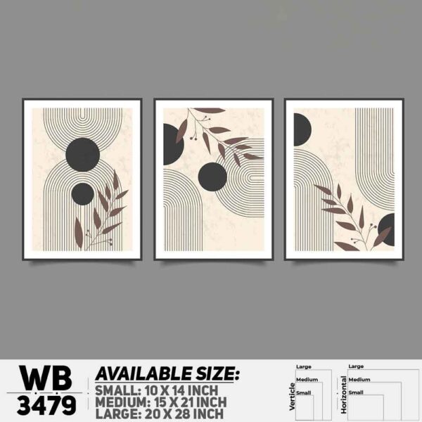 DDecorator Abstract & Leaf ArtWork (Set of 3) Wall Decoration And Home Decoration PVC Wall Board And Wall Canvas - WB3479
