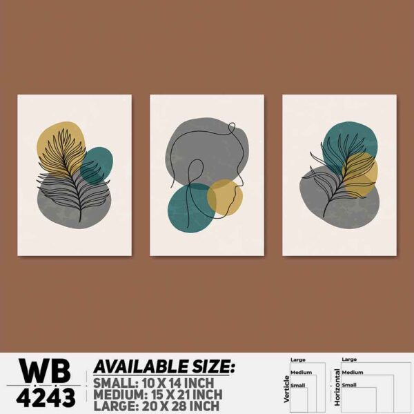 DDecorator Leaf With Abstract Art (Set of 3) Wall Decoration And Home Decoration PVC Wall Board And Wall Canvas - WB4243