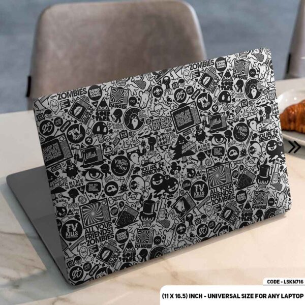 Sticker Bombing B/W Matte Finished Removable Waterproof Laptop Sticker & Laptop Skin (Including FREE Accessories) - LSKN716 - DDecorator