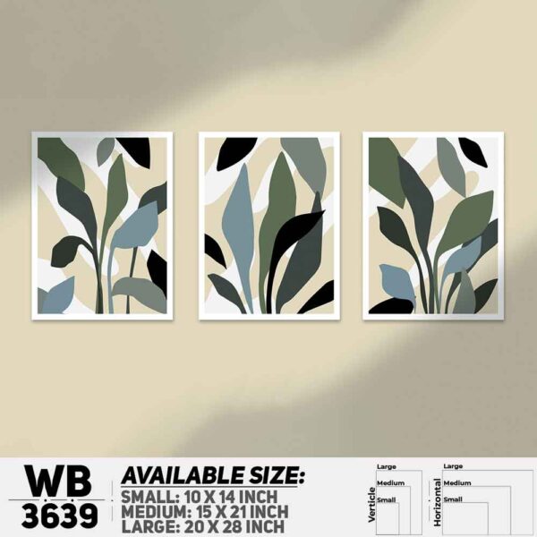 DDecorator Leaf ArtWork (Set of 3) Wall Decoration And Home Decoration PVC Wall Board And Wall Canvas - WB3639