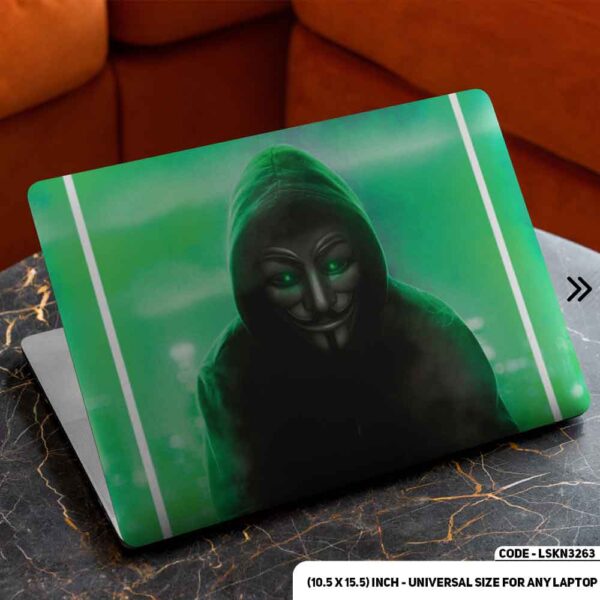 Anonymous with Neon Bakground Matte Finished Removable Waterproof Laptop Sticker & Laptop Skin (Including FREE Accessories) - LSKN3263 - DDecorator