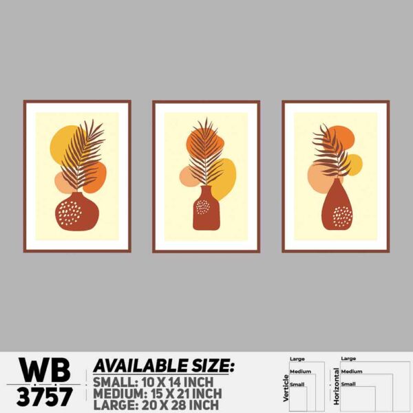 DDecorator Flower And Leaf ArtWork (Set of 3) Wall Decoration And Home Decoration PVC Wall Board And Wall Canvas - WB3757