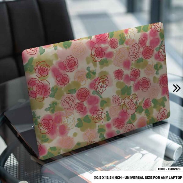 Pink Flower Pattern Floral Design Matte Finished Removable Waterproof Laptop Sticker & Laptop Skin (Including FREE Accessories) - LSKN978 - DDecorator