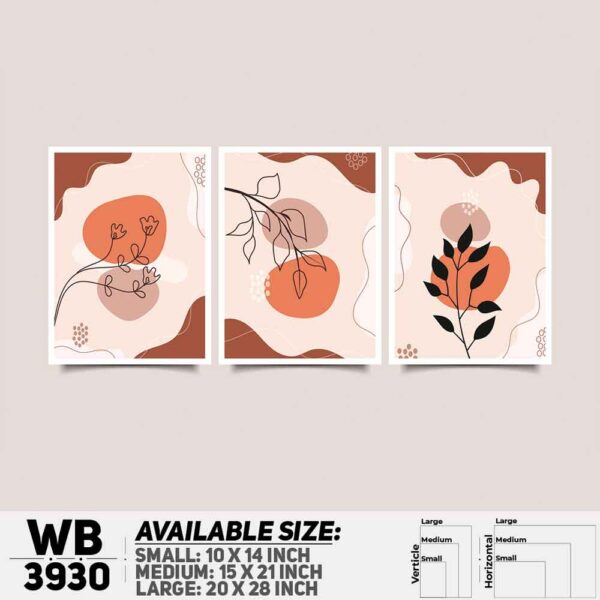 DDecorator Flower And Leaf ArtWork (Set of 3) Wall Decoration And Home Decoration PVC Wall Board And Wall Canvas - WB3930