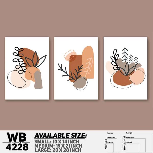 DDecorator Flower & Leaf Abstract Art (Set of 3) Wall Decoration And Home Decoration PVC Wall Board And Wall Canvas - WB4228