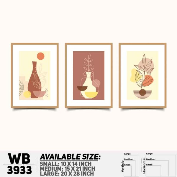 DDecorator Flower And Leaf ArtWork (Set of 3) Wall Decoration And Home Decoration PVC Wall Board And Wall Canvas - WB3933