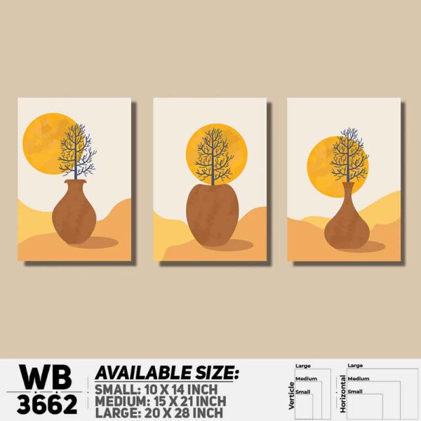DDecorator Flower And Horizon (Set of 3) Wall Decoration And Home Decoration PVC Wall Board And Wall Canvas - WB3662