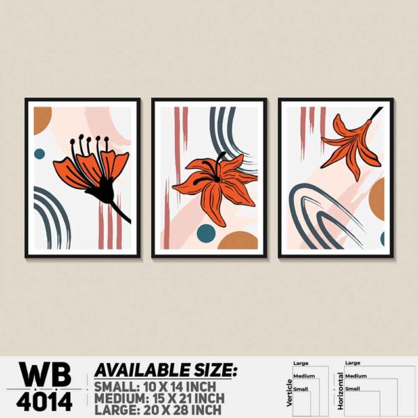 DDecorator Flower & Leaf Abstract Art (Set of 3) Wall Decoration And Home Decoration PVC Wall Board And Wall Canvas - WB4014