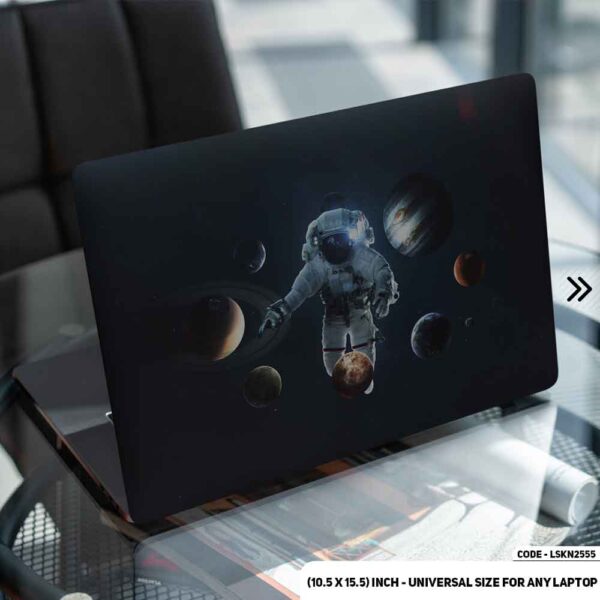 Outer Space Astronaut with Planets Illustration Matte Finished Removable Waterproof Laptop Sticker & Laptop Skin (Including FREE Accessories) - LSKN2555 - DDecorator