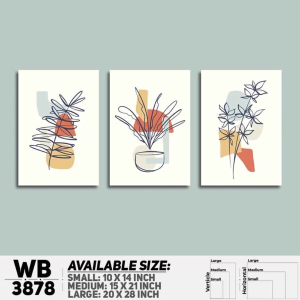 DDecorator Flower And Leaf ArtWork (Set of 3) Wall Decoration And Home Decoration PVC Wall Board And Wall Canvas - WB3878