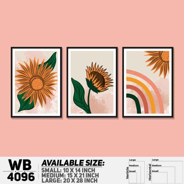 DDecorator Flower & Leaf With Vase (Set of 3) Wall Decoration And Home Decoration PVC Wall Board And Wall Canvas - WB4096