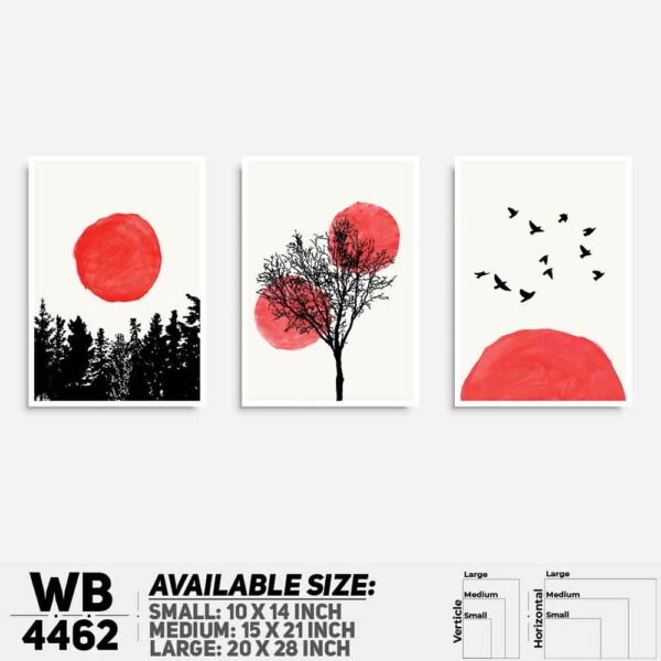 DDecorator Painted Landscape & Horizon Design (Set of 3) Wall Decoration And Home Decoration PVC Wall Board And Wall Canvas - WB4462