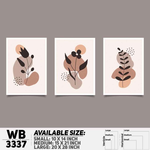 DDecorator Flower And Leaf ArtWork (Set of 3) Wall Decoration And Home Decoration PVC Wall Board And Wall Canvas - WB3337
