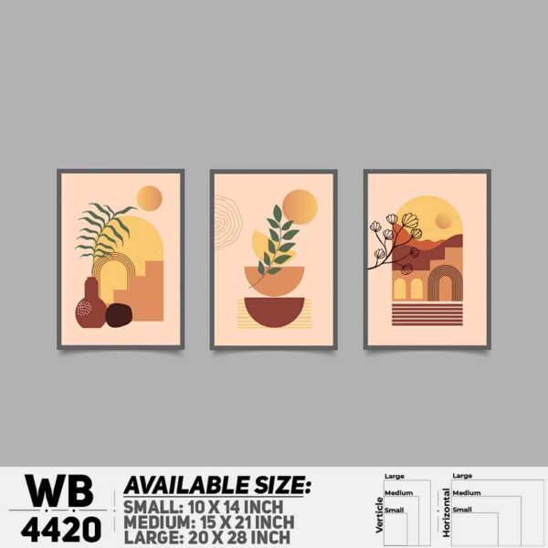 DDecorator Flower & Leaf With Vase (Set of 3) Wall Decoration And Home Decoration PVC Wall Board And Wall Canvas - WB4420