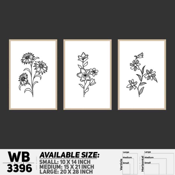 DDecorator Flower ArtWork (Set of 3) Wall Decoration And Home Decoration PVC Wall Board And Wall Canvas - WB3396