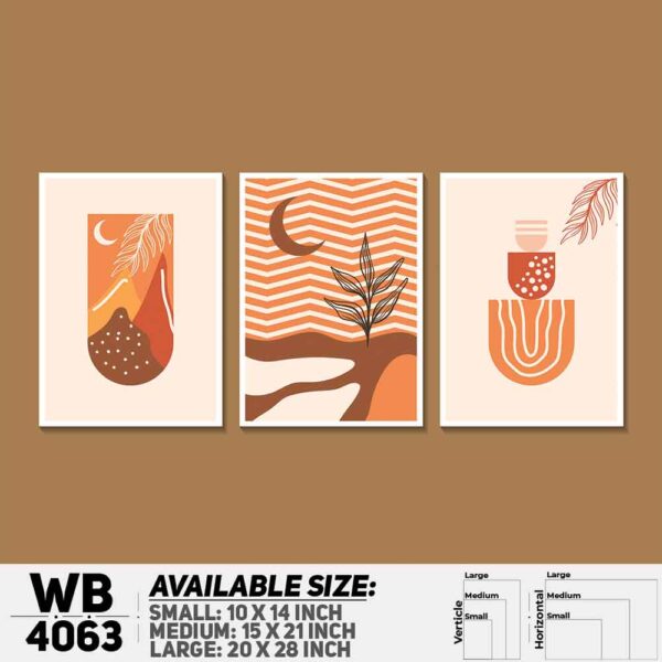 DDecorator Leaf With Abstract Art (Set of 3) Wall Decoration And Home Decoration PVC Wall Board And Wall Canvas - WB4063