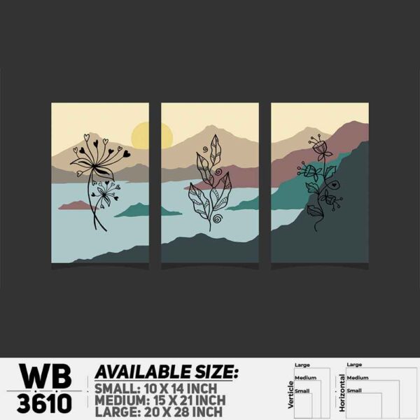 DDecorator Flower And Leaf ArtWork (Set of 3) Wall Decoration And Home Decoration PVC Wall Board And Wall Canvas - WB3610