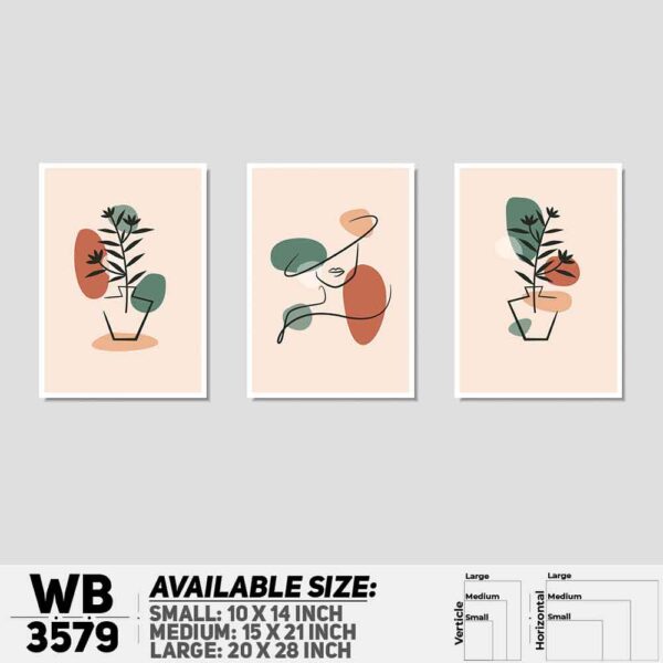 DDecorator Flower And Leaf ArtWork (Set of 3) Wall Decoration And Home Decoration PVC Wall Board And Wall Canvas - WB3579