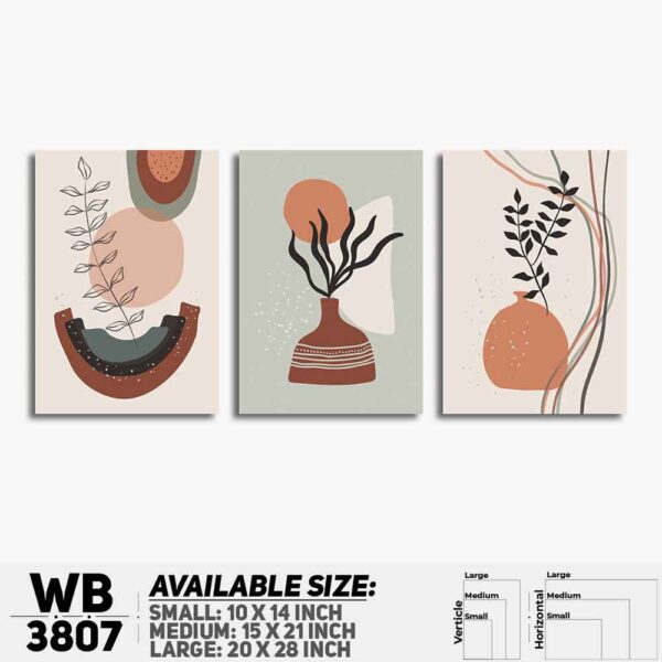 DDecorator Flower And Leaf ArtWork (Set of 3) Wall Decoration And Home Decoration PVC Wall Board And Wall Canvas - WB3807